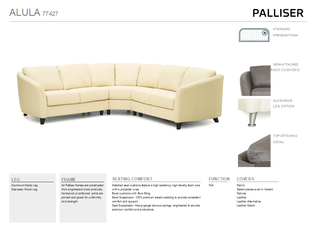 Alula 2pc. Leather Sectional <br><small>Available in multiple configurations, fabrics and leathers</small>