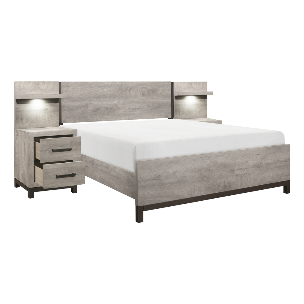 Boone Full Bed with Night Stands and Wall Panels