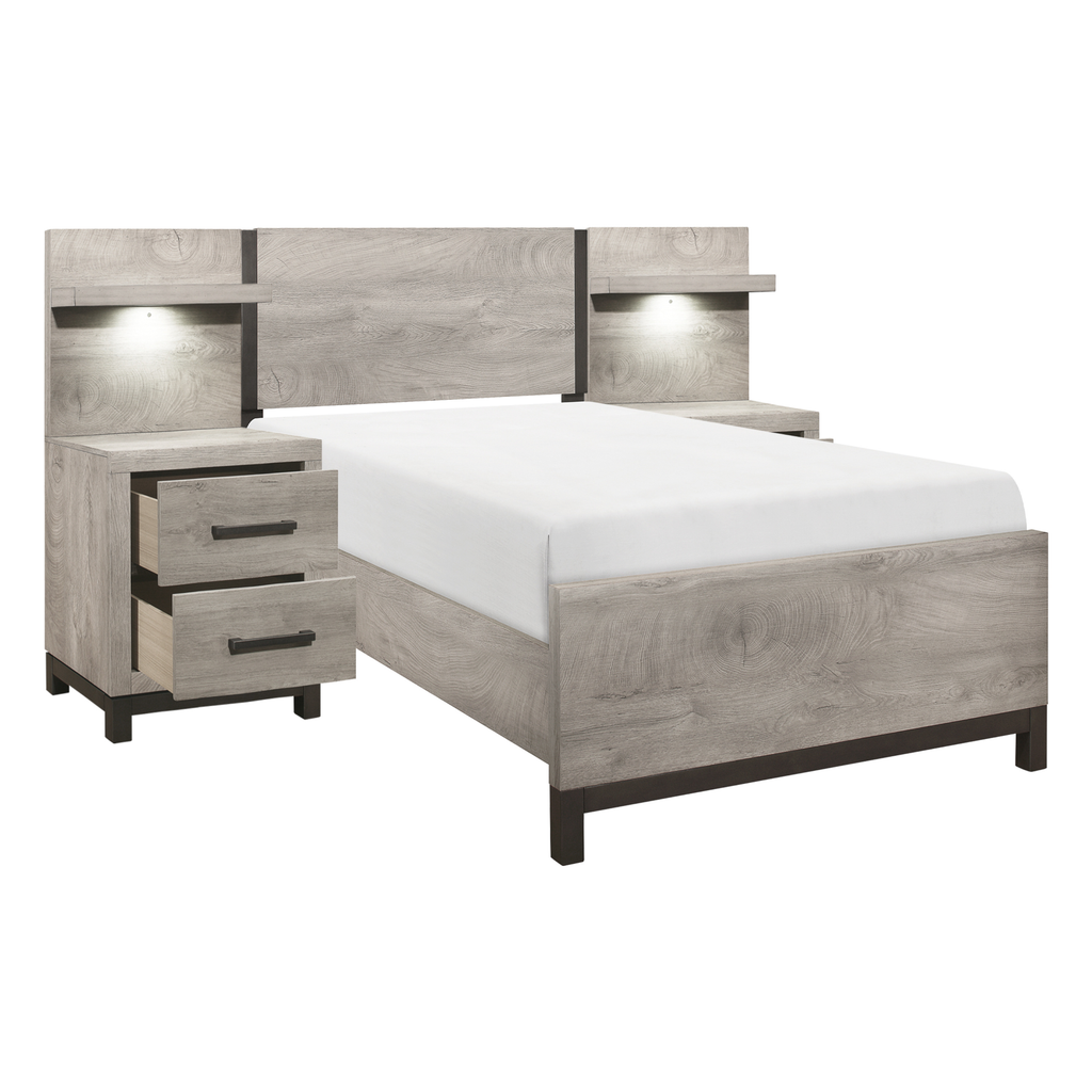 Boone Twin Bed with Night Stands and Wall Panels