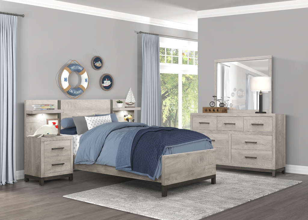 Boone Twin Bed with Night Stands and Wall Panels