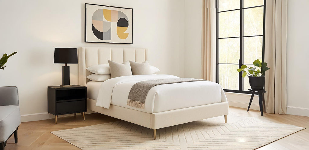 Verttia Queen Bed with Storage <br><small>Available in alternate sizes, fabrics and leathers</small>