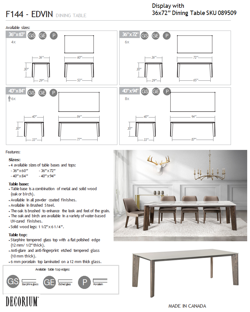 Edvin Etched Glass Dining Table<br><small>Available in alternate sizes and finishes</small>