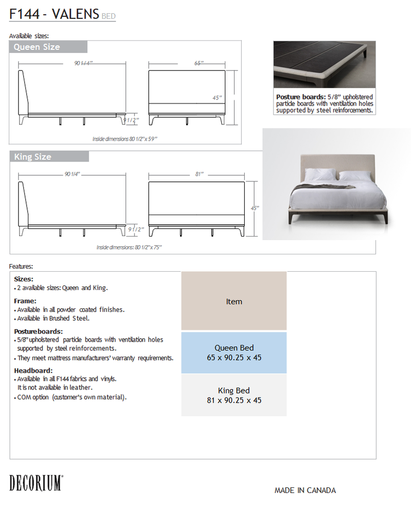 Valens Upholstered Queen Bed with Metal Frame <br><small>Available in alternate fabrics and finishes</small>