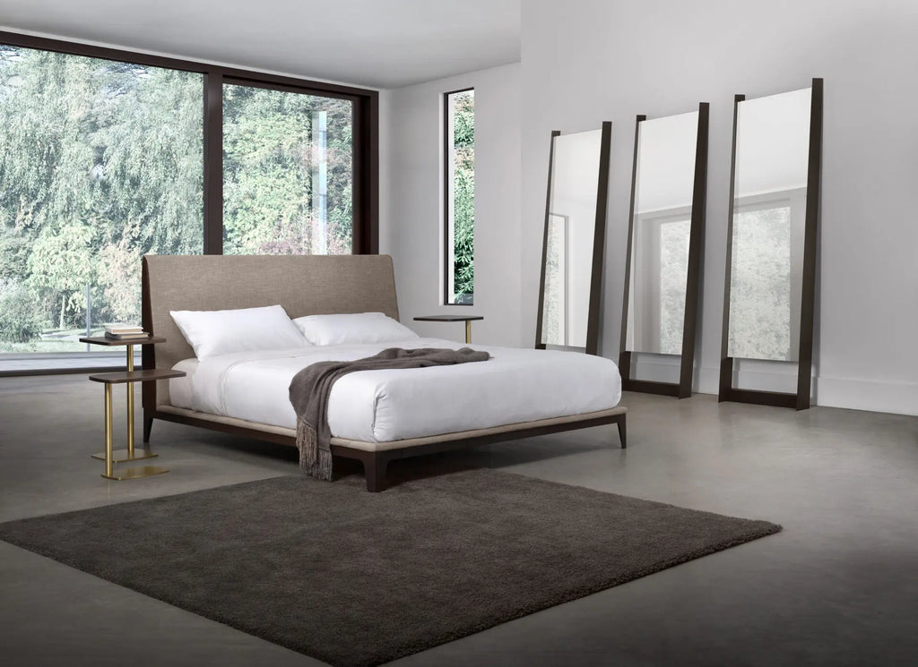 Valens Upholstered Queen Bed with Metal Frame <br><small>Available in alternate fabrics and finishes</small>