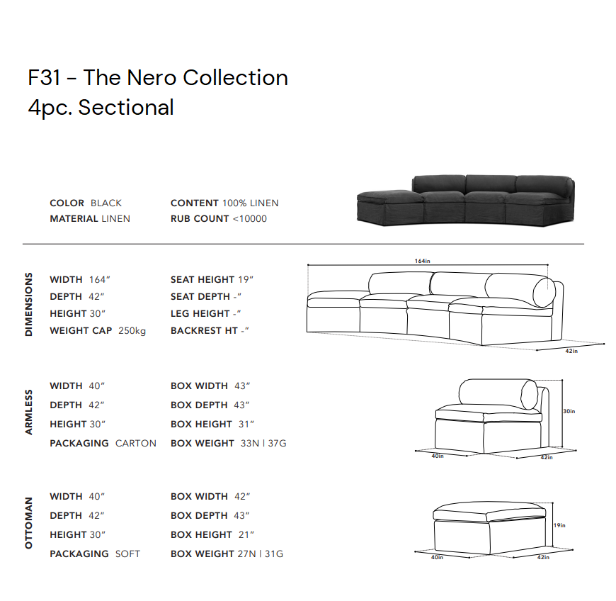 Nero 4pc. Sectional