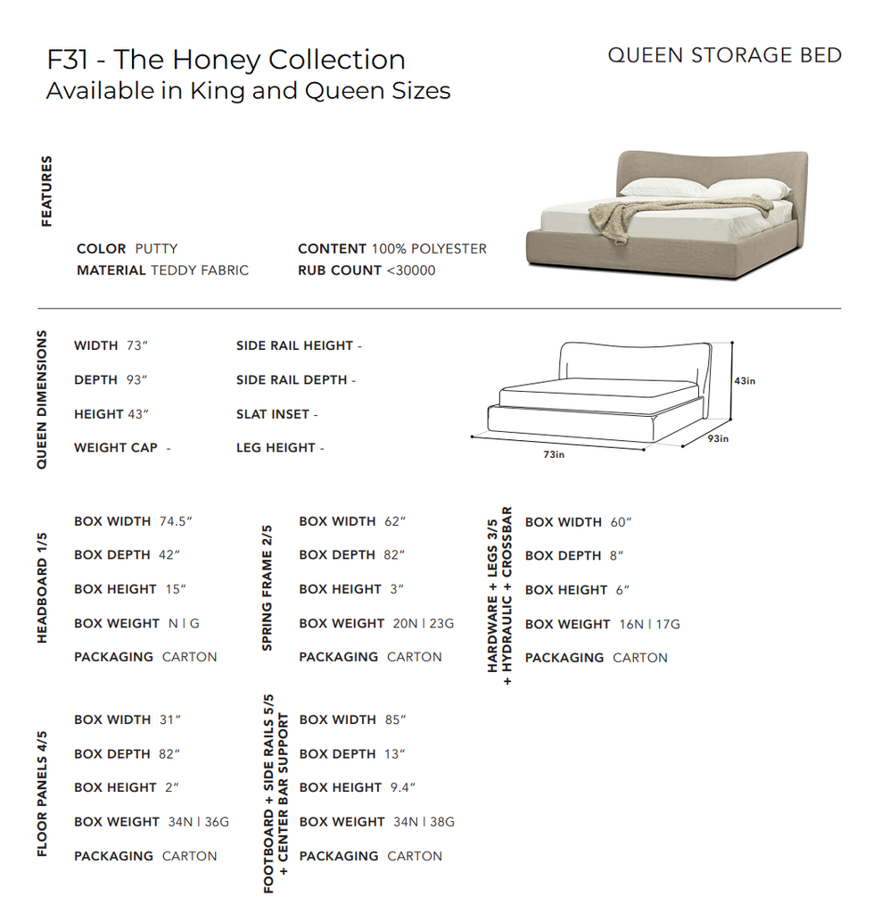 Honey Queen Lift-up Storage Bed