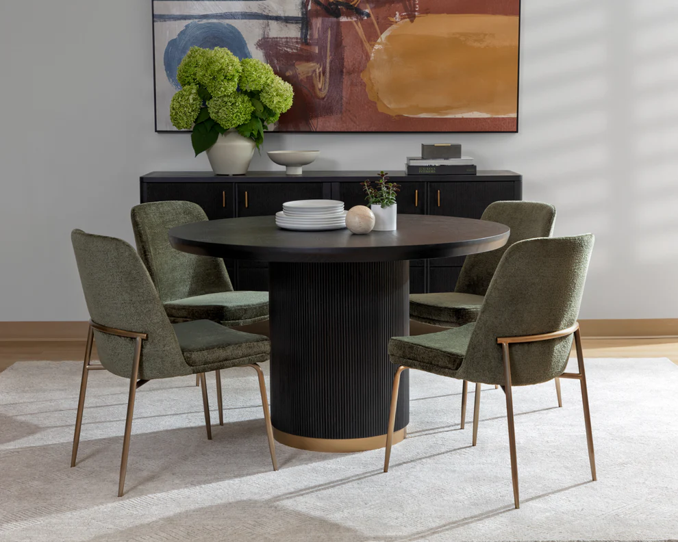 Kamen Round Dining Table - Charcoal