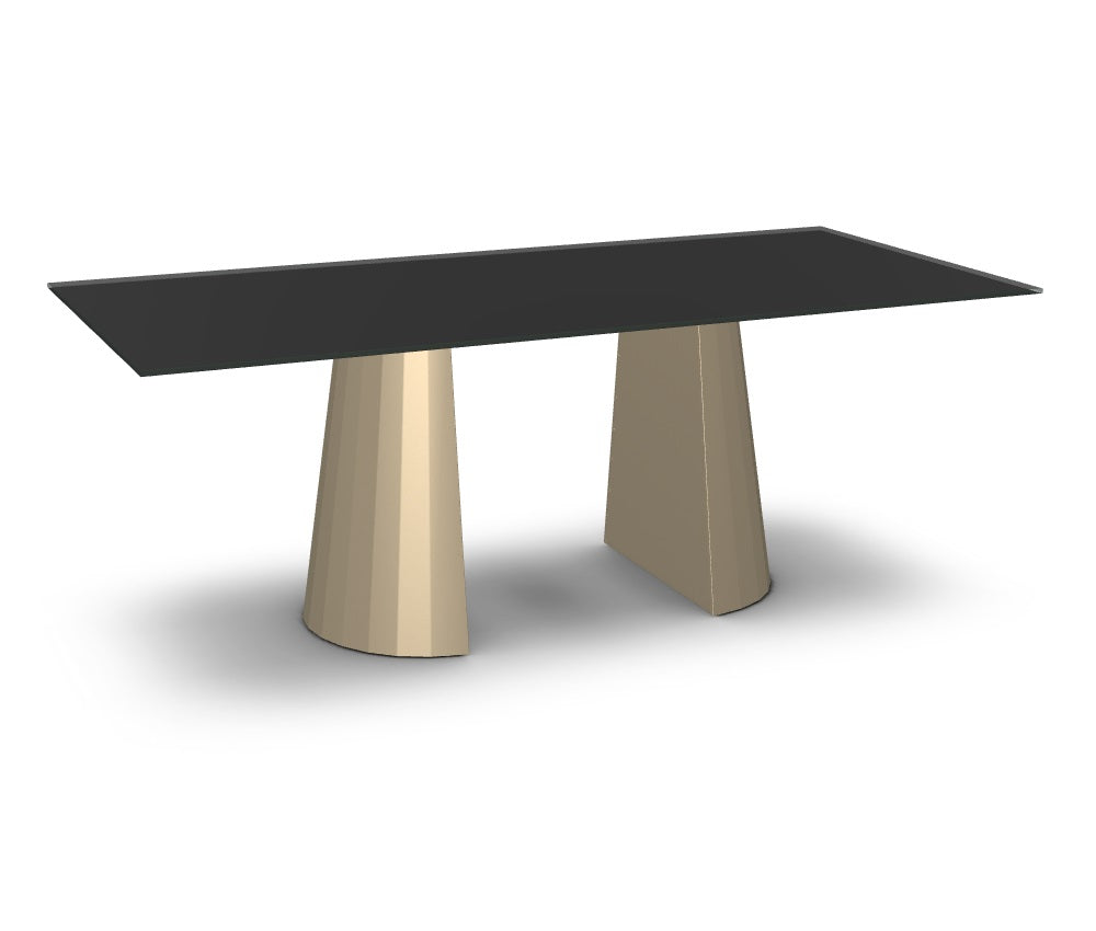 Kyla Rect Dining Table - Mat Black Glass Top