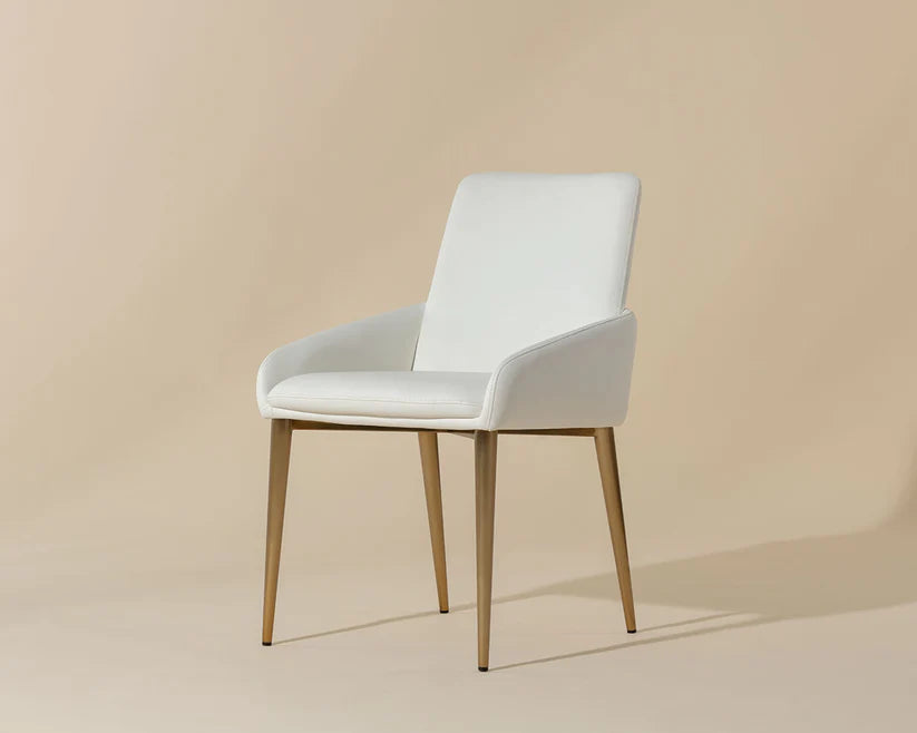 Mathias Dining Arm Chair - White with Gold Leg