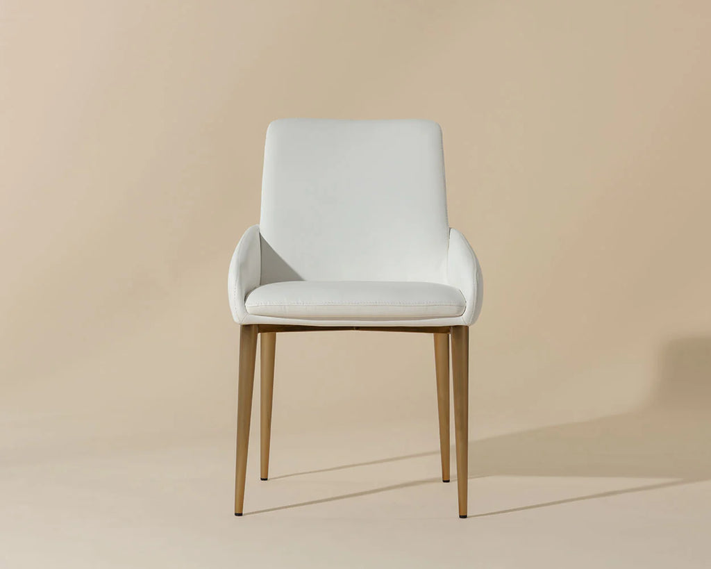 Mathias Dining Arm Chair - White with Gold Leg