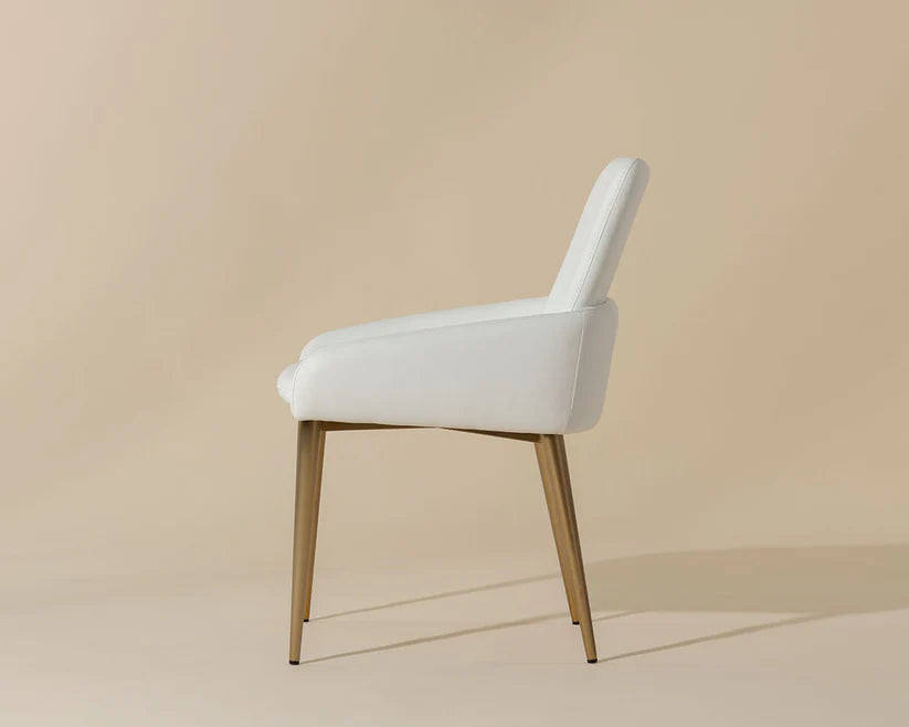 Mathias Dining Arm Chair - White with Gold Leg