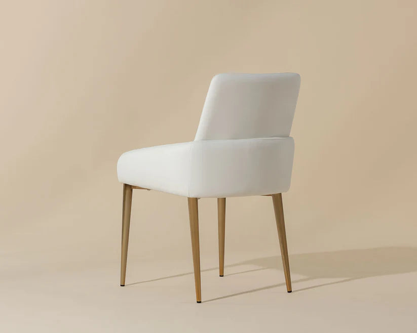 Mathias Dining Arm Chair - White with Gold Leg