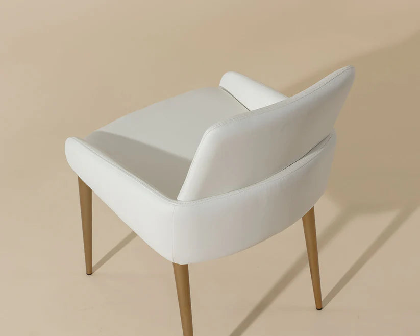 Mathias Dining Arm Chair - White with Gold Leg