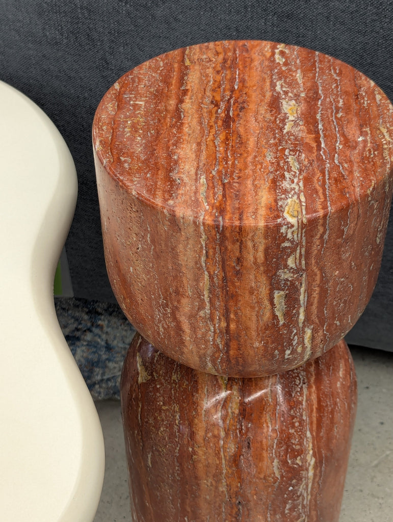 Tavolo Tall End Table - Red Travertine