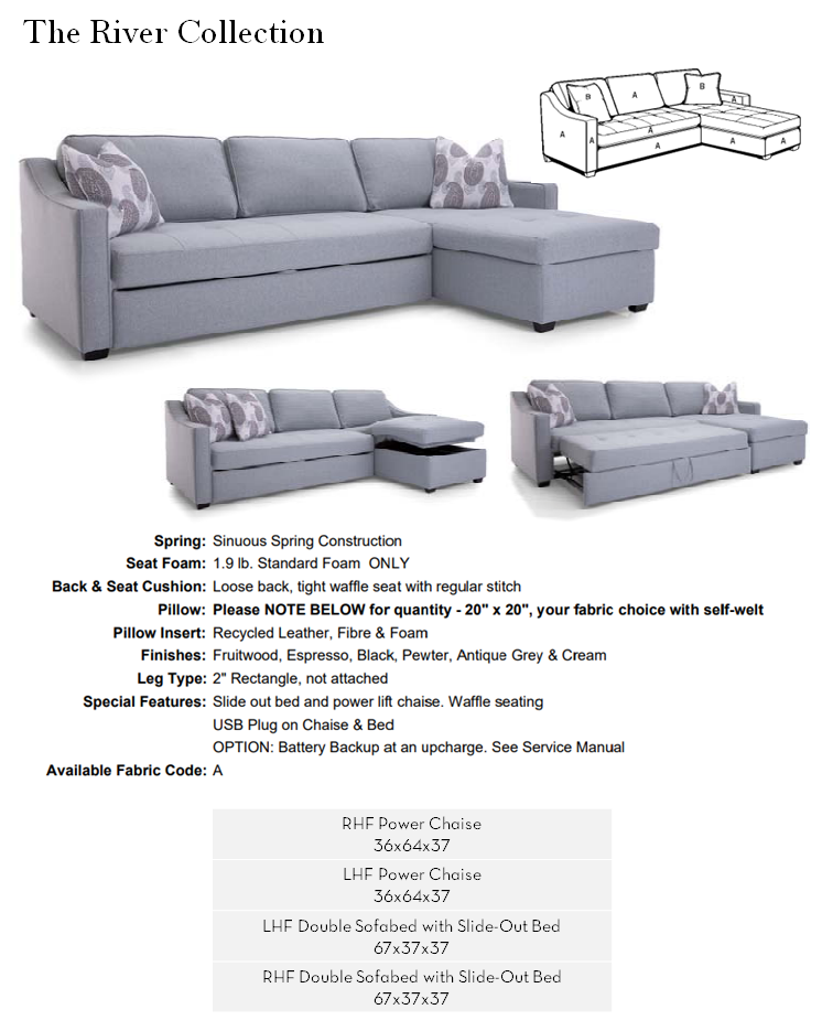 River 2pc. Sofabed Sectional <br><small>Available in multiple configurations and fabrics</small>
