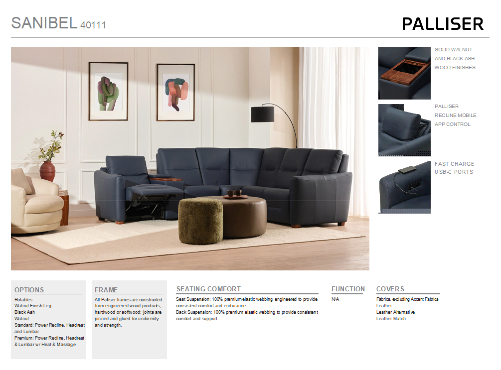 Sanibel Triple Power Sofa <br><small>Available in multiple configurations, fabrics and leathers</small>
