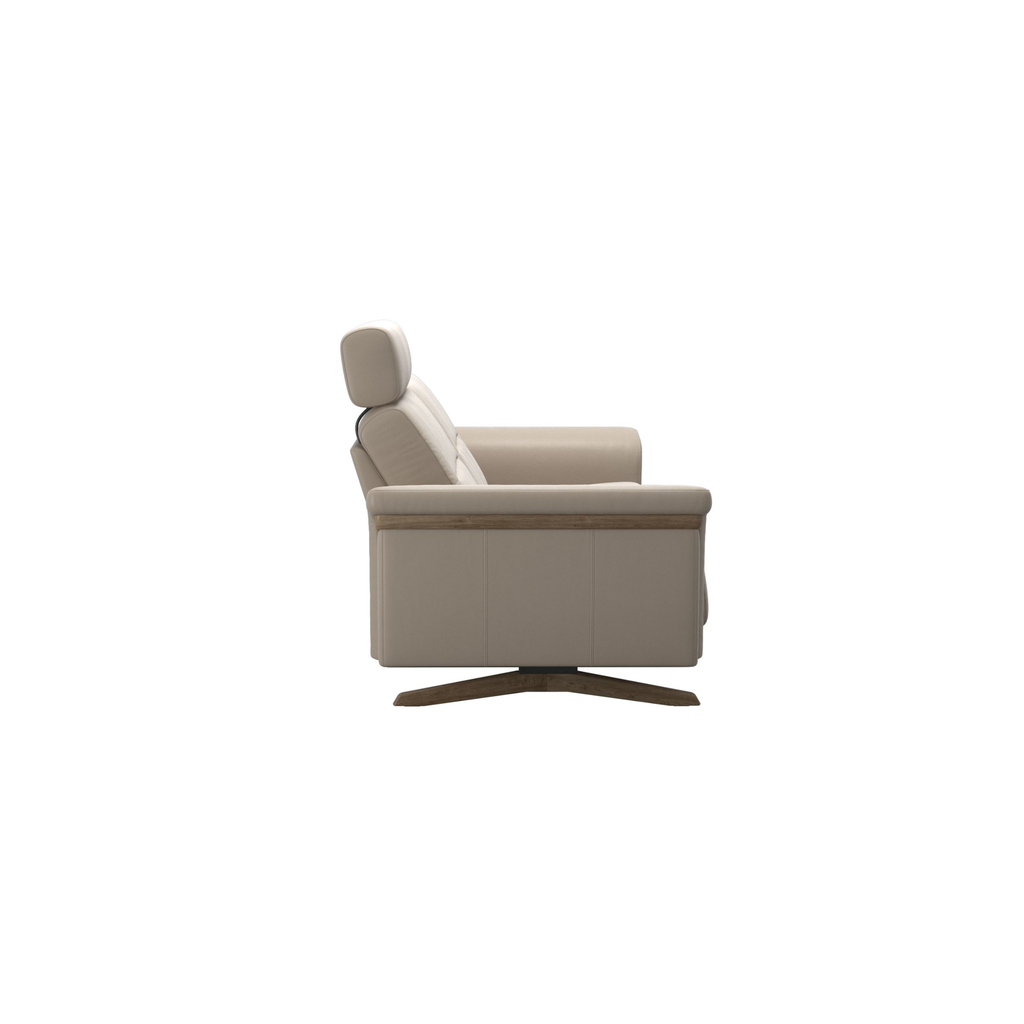Stella Wood 2.5 Seat Leather Sofa With Headrest - Wood Arm