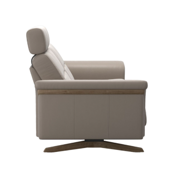 Stella Wood 2.5 Seat Leather Sofa With Headrest - Wood Arm