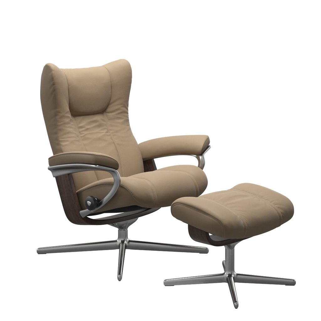 Wing Chair & Ottoman Cross Base - Medium