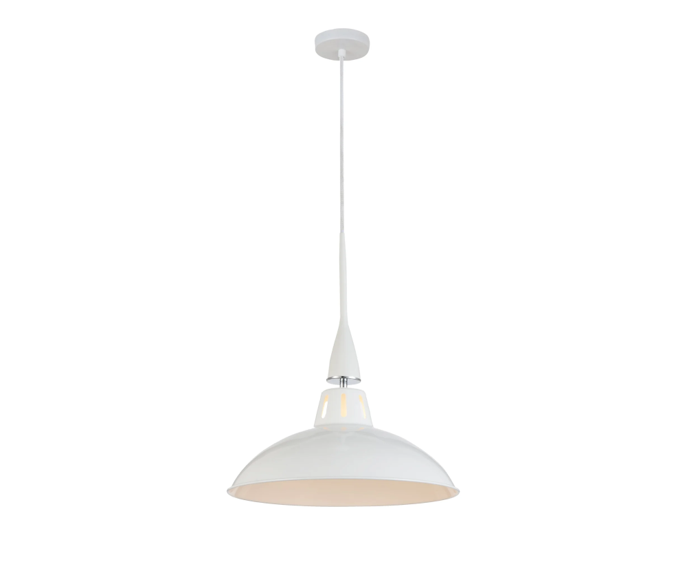 Bellevue White Metal Pendant with Metal accent with white wiring SKU 85723