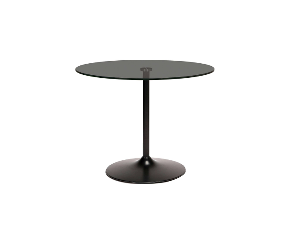 Evan Round Dining Table - Smoke Glass, Black Base